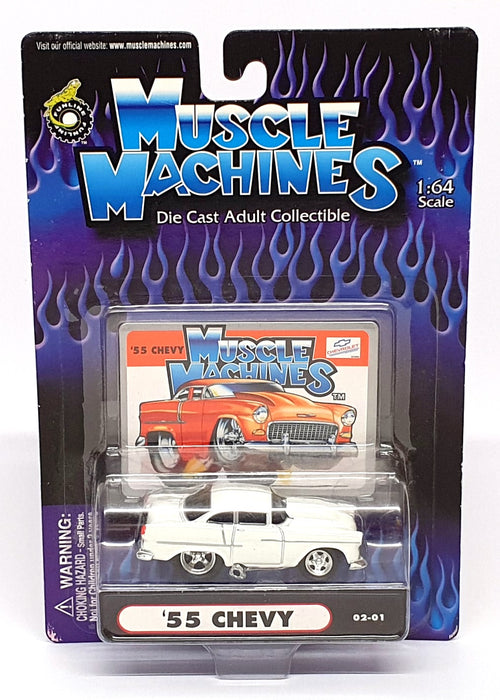 Muscle Machines 1/64 Scale 71161 02-01 - 1955 Chevy - White