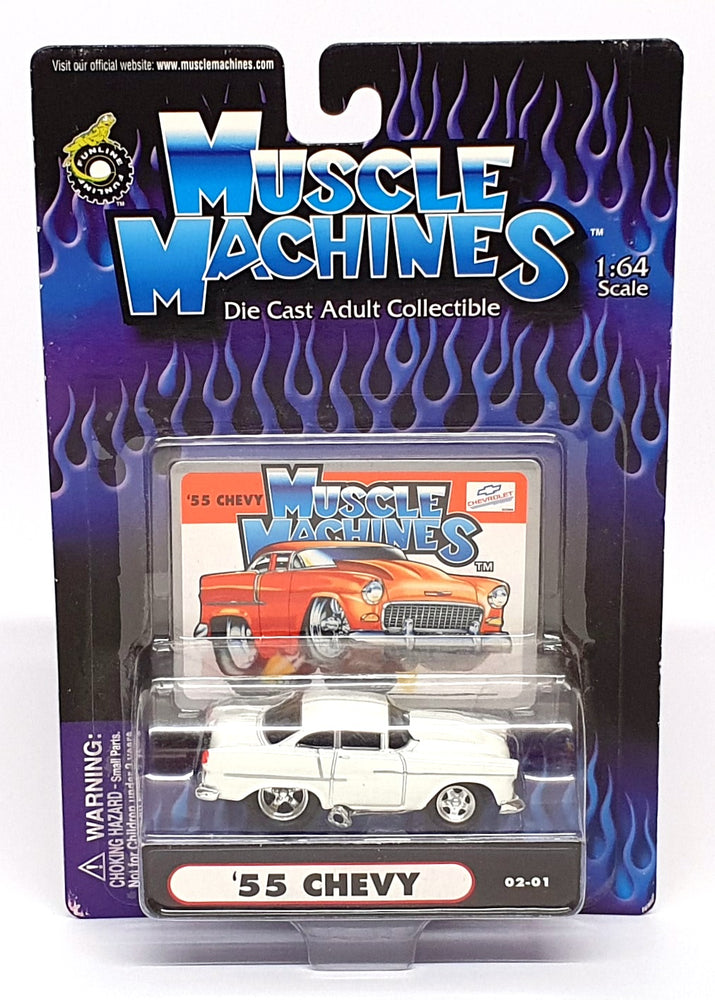 Muscle Machines 1/64 Scale 71161 02-01 - 1955 Chevy - White