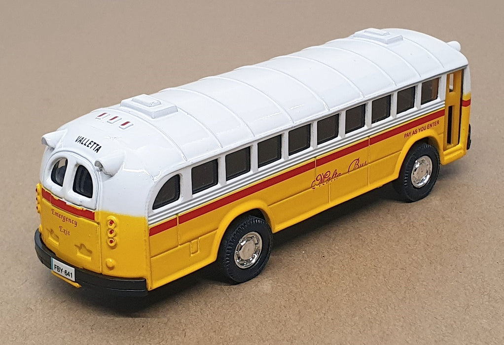 China Brand Appx 12cm Long Diecast 143 - Malta Bus Model - Yellow/White