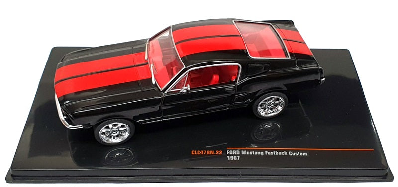 Ixo 1/43 Scale CLC478N.22 - 1967 Ford Mustang Fastback Custom - Black/Red