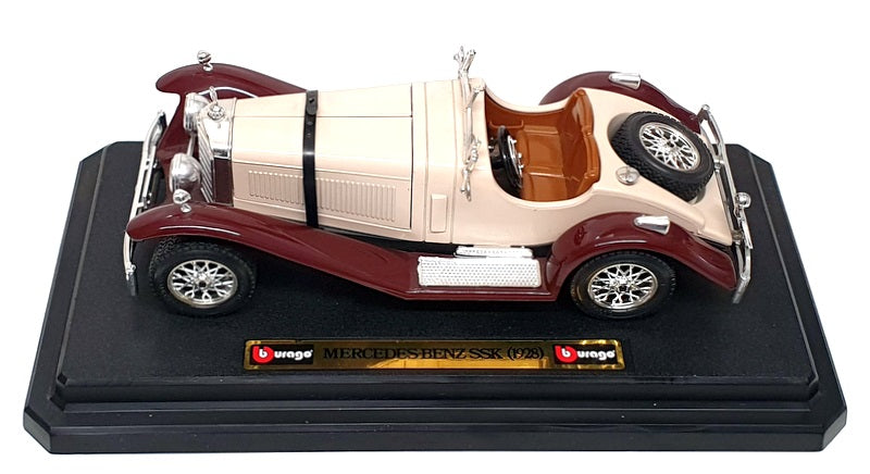 Burago 1/24 Scale 1509 - 1928 Mercedes Benz SSK - Beige/Maroon