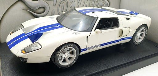 Hot Wheels 1/18 Scale Diecast J2616 - Ford GT Concept GT40 - White Blue