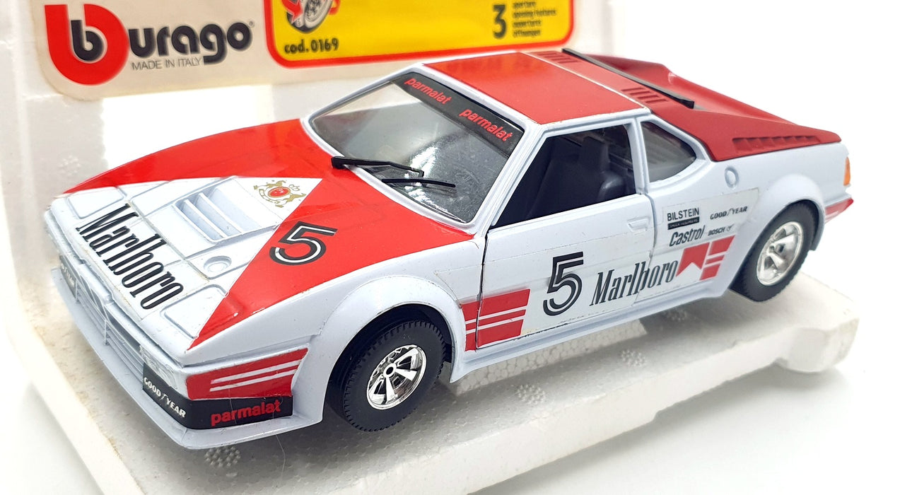 Burago 1/24 Scale Diecast 0169 - BMW M1 Marlboro #5 - White/Red