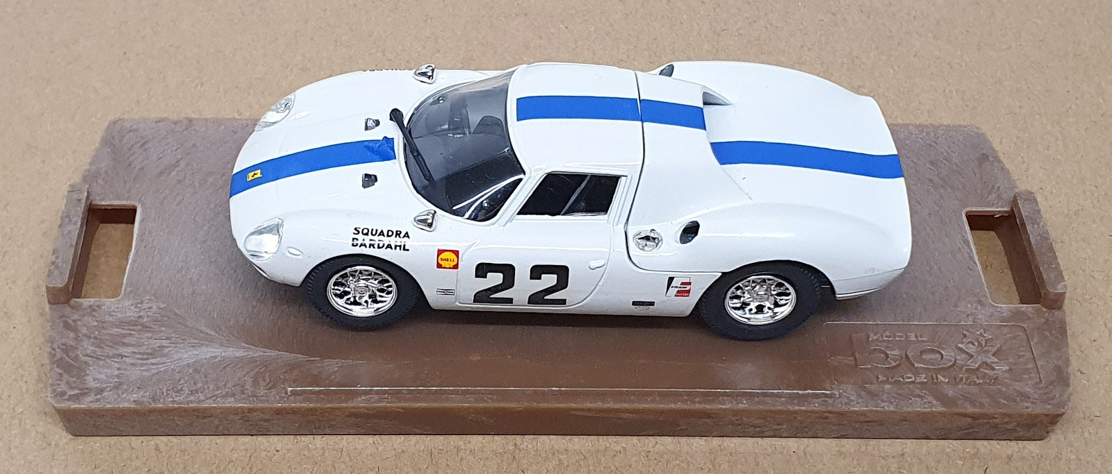 Box Model 1/43 Scale 8437 - Ferrari 250 LM #22 Monza 1966 - White/Blue Stripe