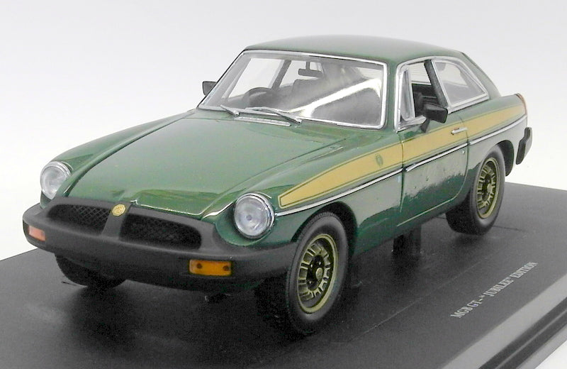 Universal Hobbies 1/18 Scale Diecast - 4458 MG MGB GT Jubilee Edition Green/Gold