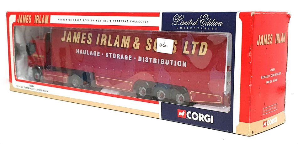 Corgi 1/50 Scale 75606 - Renault Curtainside Truck "James Irlam" - Red