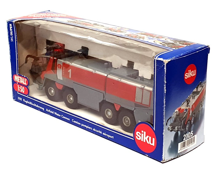 Siku 1/50 Scale 2105 - Rosenbauer Airfield Water Cannon Fire Truck - Red/Grey