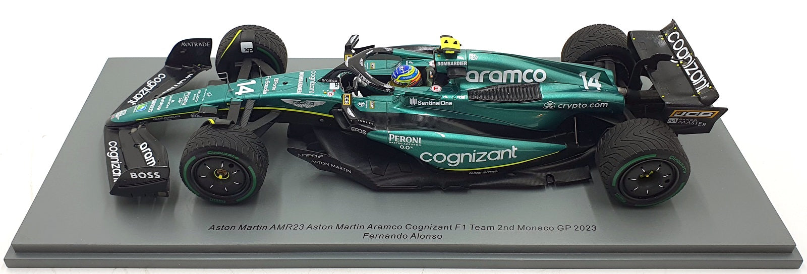 Spark 1/18 Scale 18S900 - Aston Martin AMR23 F1 Monaco 2023 2nd F.Alonso #14