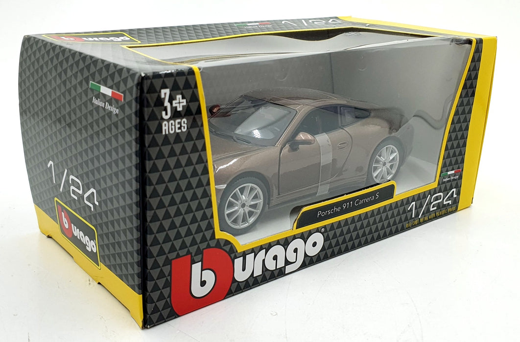 Burago 1/24 Scale Diecast 18-20001 - Porsche 911 Carrera S - Metallic Brown