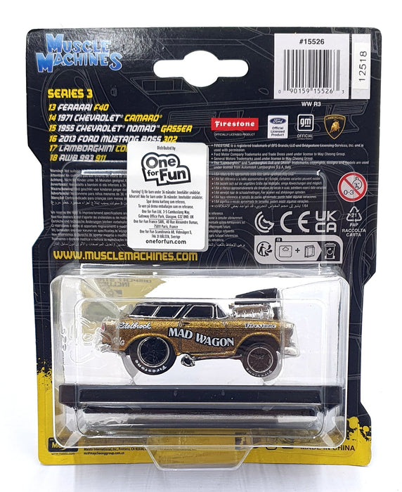 Muscle Machines 1/64 Scale 15526 - 1955 Chevrolet Nomad Gasser - Gold