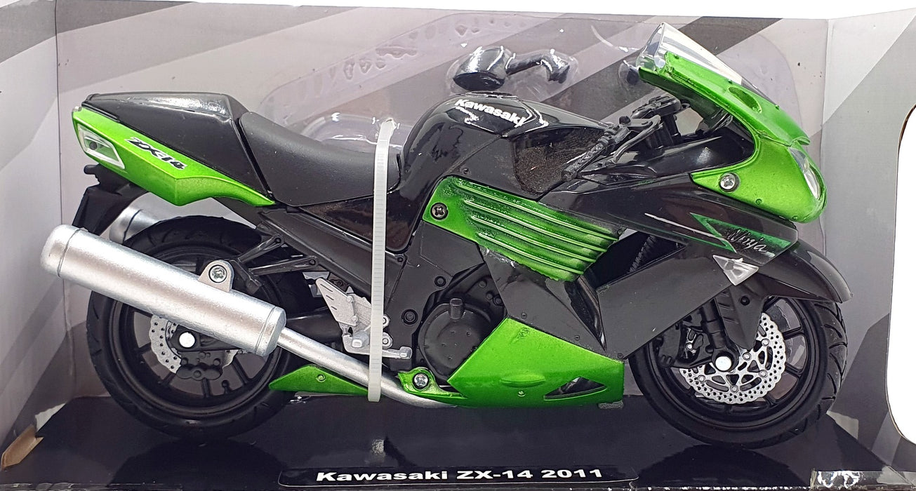 NewRay 1/12 Scale 57433B - 2011 Kawasaki ZX-14 Motorbike - Black/Green
