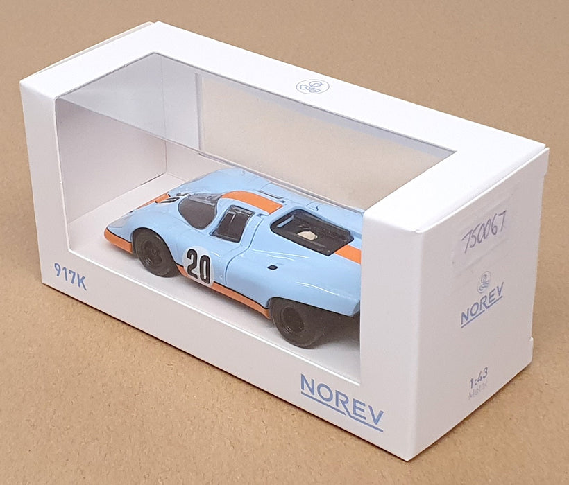 Norev 1/43 Scale 750067 - Porsche 917K Race Car #20 - Lt. Blue/Orange