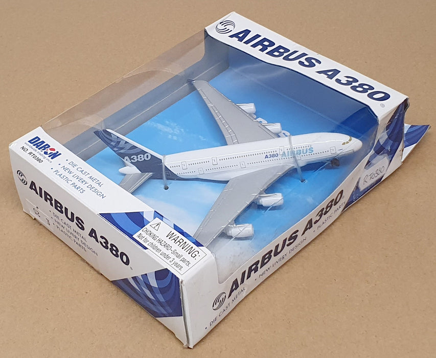 Daron Toys Appx 14cm Long Diecast RT0380 - Airbus A380 Aircraft - White/Blue
