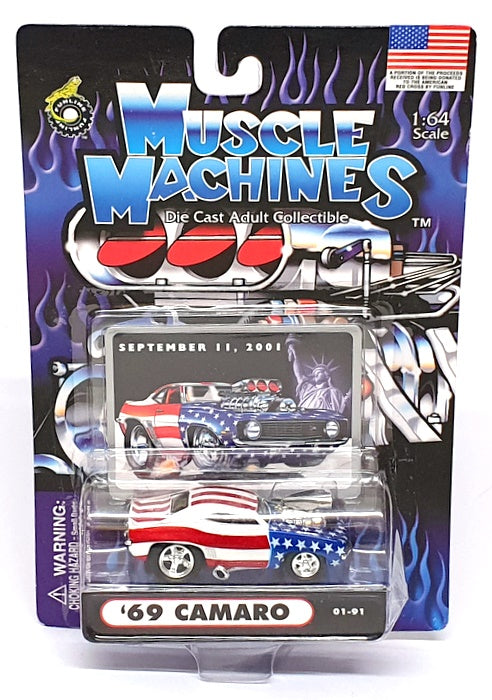 Muscle Machines 1/64 Scale 71151 01-91 - 1969 Chevrolet Camaro - Stars & Stripes
