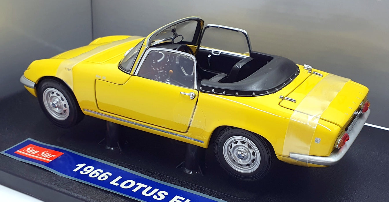 Sun Star 1/18 Scale Diecast 4052 - 1966 Lotus Elan S3 Open Convertible Yellow