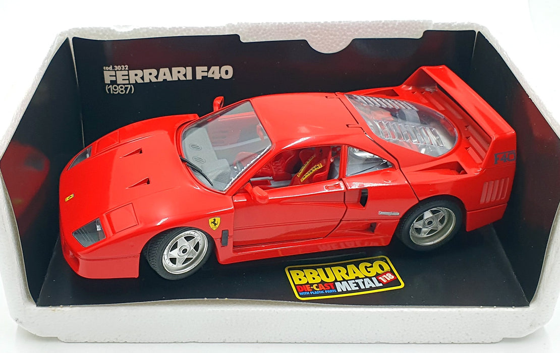 Burago 1/18 Scale Diecast Car 3032 - Ferrari F40 1987 - Red