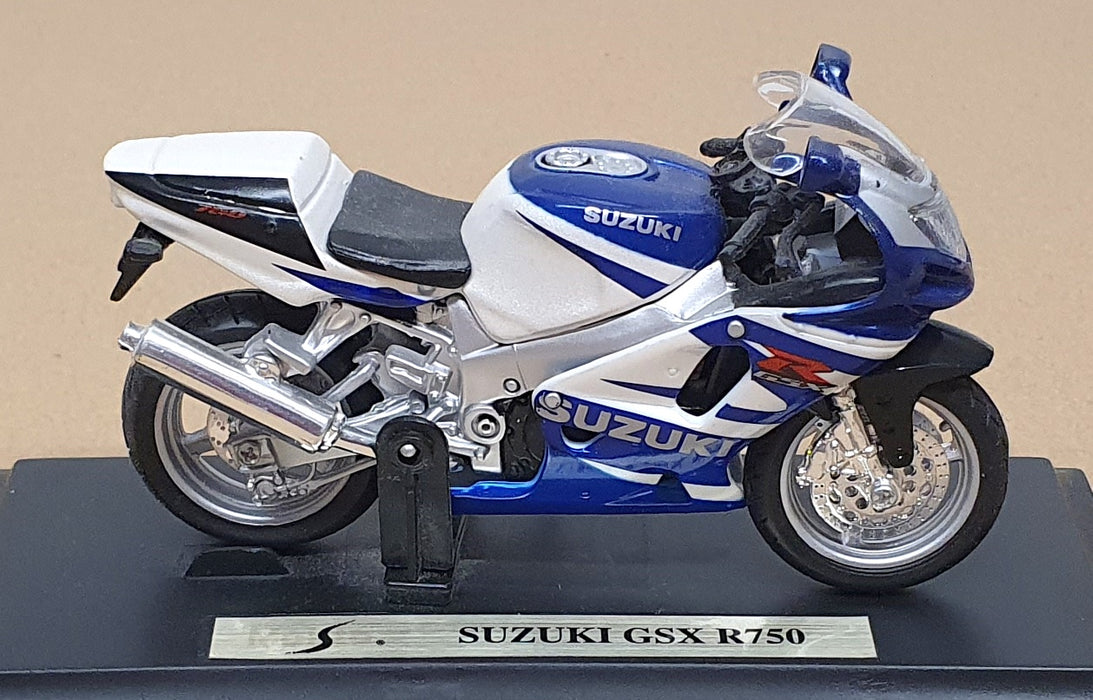 Maisto 1/18 Scale 39360 - Suzuki GSX R750 Motorbike - Blue/White