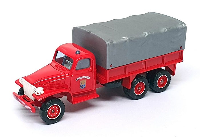 Solido 1/50 Scale Diecast 3121 - GMC Bache Fire Truck - Red/Grey