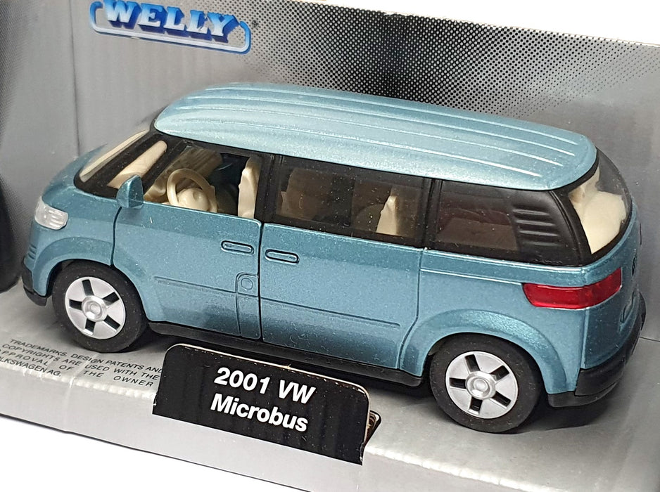 Welly 1/34-39 Scale Pull Back & Go TY3675 - 2001 VW Microbus Met. Lt. Blue