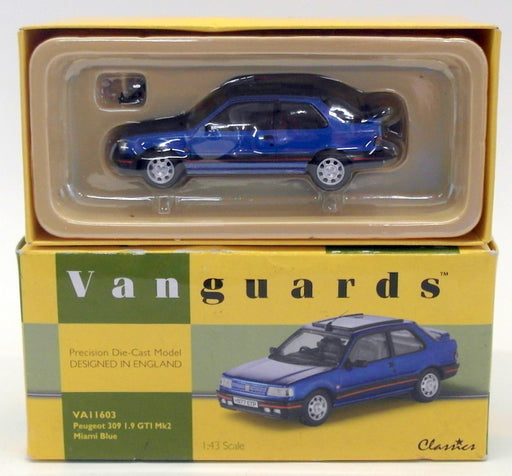Vanguards 1/43 Scale Model Car VA11603 - Peugeot 309 1.9 GTI Mk2 - Miami Blue