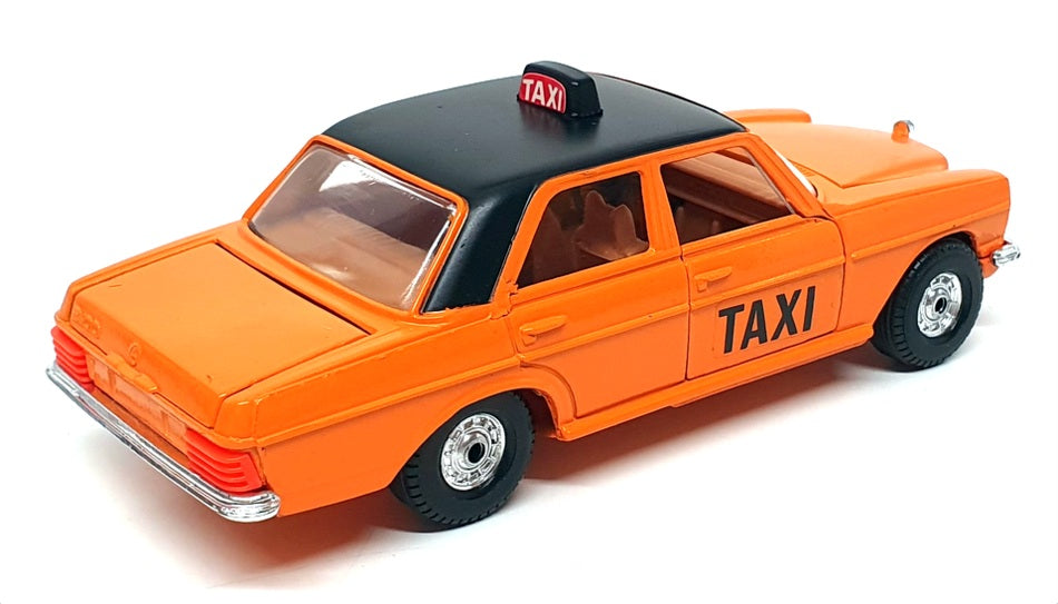 Corgi 13cm Long Diecast 411 - Mercedes Benz 240D Taxi - Orange/Black
