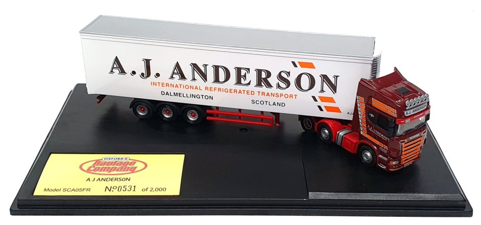 Oxford Diecast 1/76 Scale SCA05FR - Scania R Topline Fridge (A.J. Sanderson)