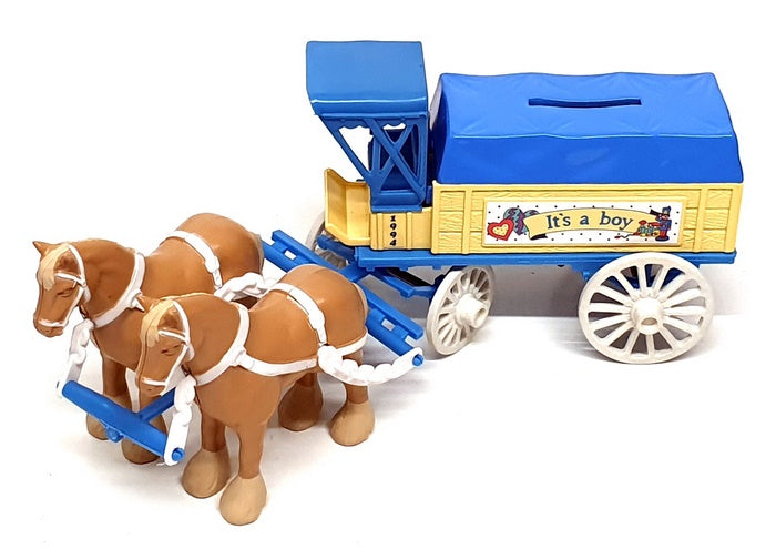 Ertl Appx 22cm Long B247 Coach & Horses Baby's First Bank It's A Boy Blue/Yellow