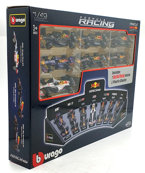 Burago 1/43 Scale 18-38168 - Red Bull Racing 7 Cars and Display Stand