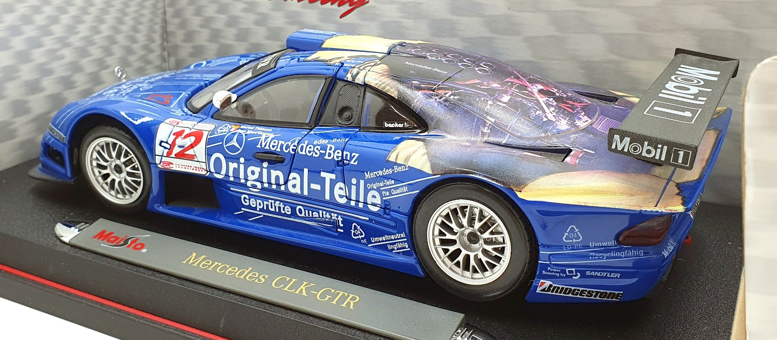 Maisto 1/18 Scale Diecast 38848 - Mercedes Benz CLK-GTR Mobil1 - Blue