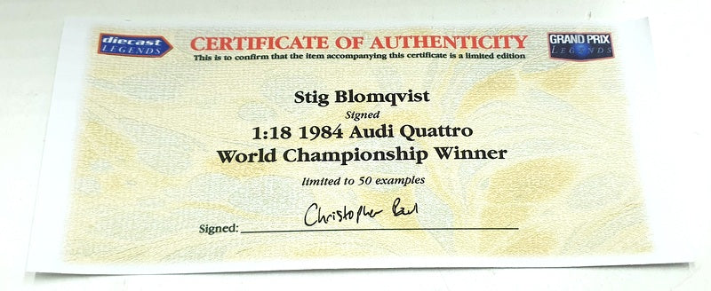 Autoart 1/18 Scale 88402 - Audi Rallye Quattro #10 S.Blomqvist Acropolis