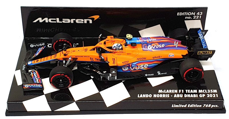 Minichamps 1/43 Scale 537 216604 - F1 McLaren MCL35M #4 Abu Dhabi GP 2021 Norris