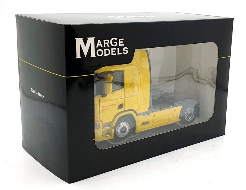 Marge Models 1/32 Scale 2014-04-01 - Scania R500 4x2 Truck DHL Edition - Yellow