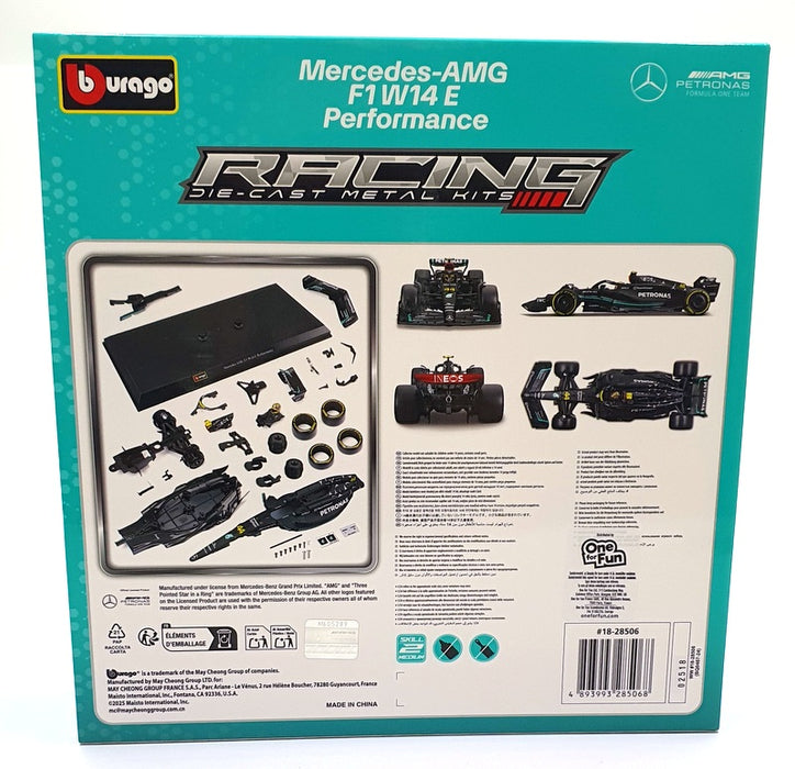 Burago 1/24 Scale Metal Kit 18-28506 - Mercedes- AMG F1 W14 E Performance #44
