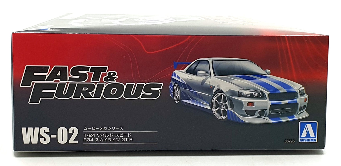 Aoshima 1/24 Scale Kit WS-02 - R34 Nissan Skyline GT-R - Fast and Furious