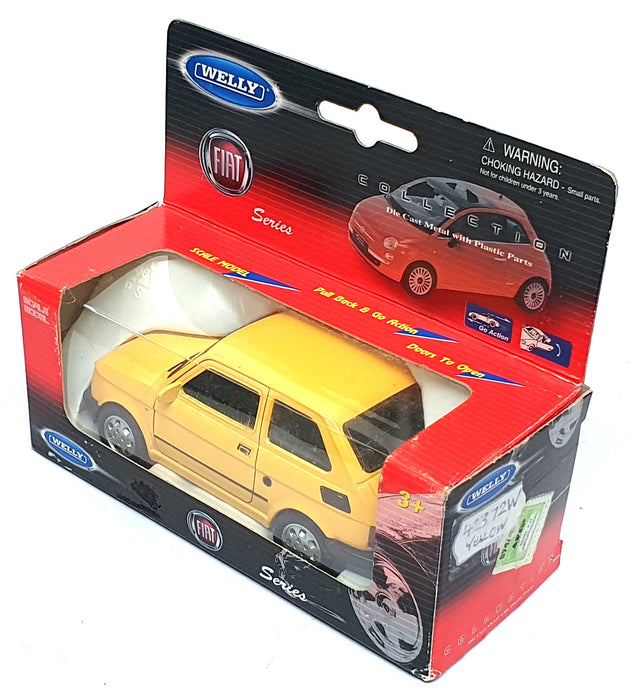 Welly 11cm Long Diecast 42372W - Fiat 126 Pull Back & Go - Yellow