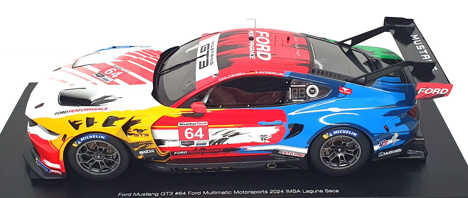 Top Speed 1/18 Scale Resin TS0602 - Ford Mustang GT3 #64 IMSA Laguna Seca 2024