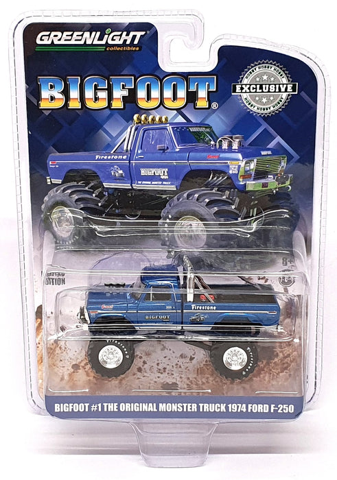 Greenlight 1/64 Scale 29934 - 1974 Ford F-250 Bigfoot #1 Monster Truck - Blue