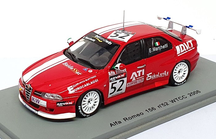 Spark 1/43 Scale S0489 - Alfa Romeo 156 #52 WTCC 2006 E. Marchetti - Red
