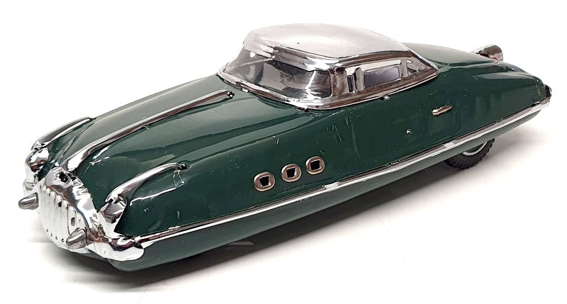 Jaya Appx 19cm Long Tinplate Car No. 98 - Unknown Make - Green/Silver