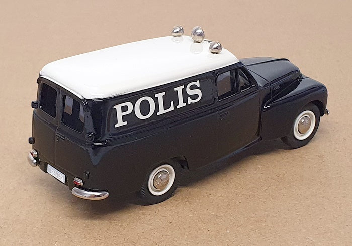 Rob Eddie 1/43 Scale RE8 - 1953 Volvo PV445 Polis Police Van - Black/White
