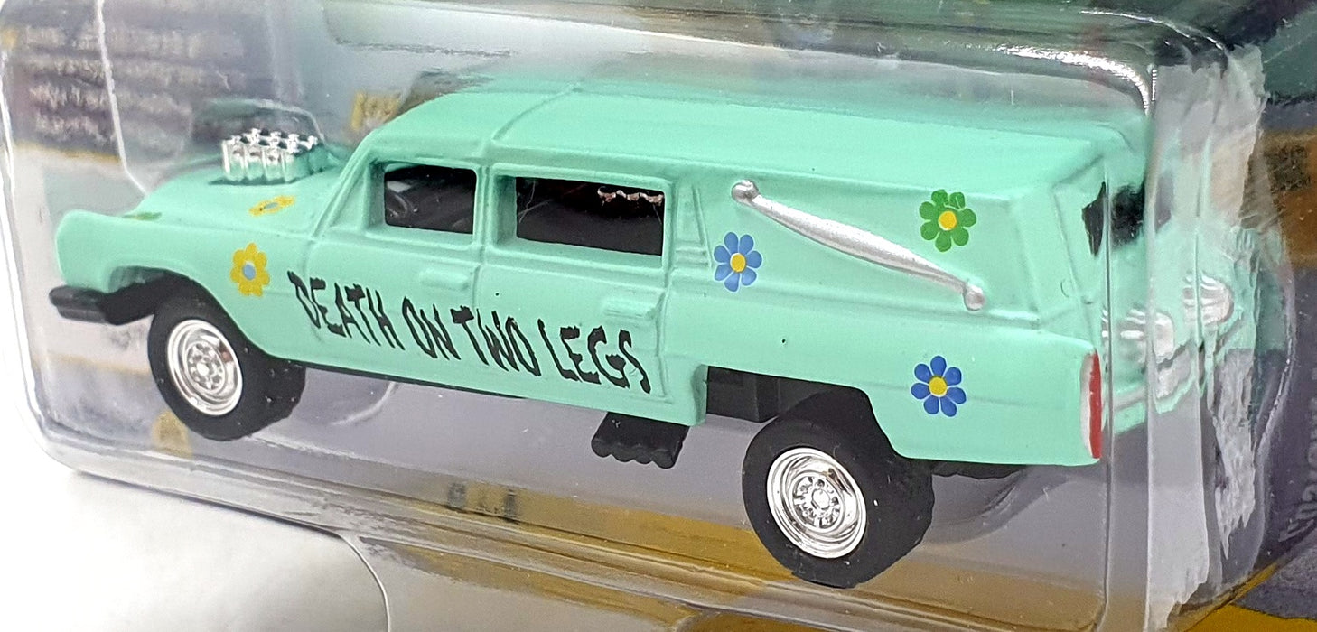 Johnny Lightning 1/64 JLSF021 Custom Haulin' Hearse #4 Demolition Derby Lt. Teal