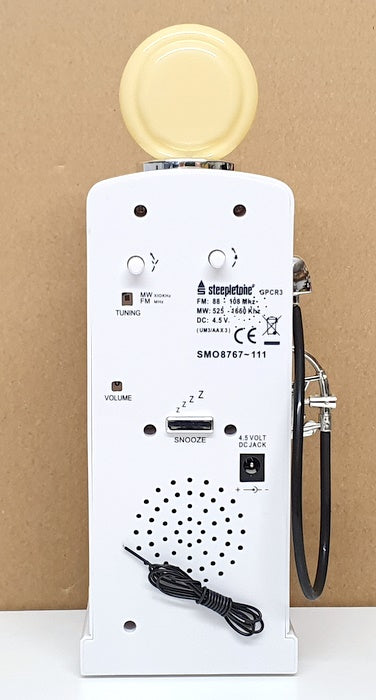 Steepletone 24.5cm Tall GPCR3 - 50's Style Gas Pump Alarm Clock Radio - White