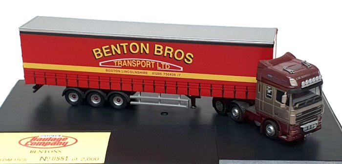 Oxford Diecast 1/43 Scale DAF11CS - DAF 105 Curtainside Truck Benton Bros.