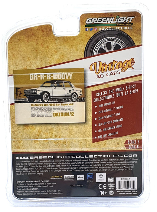 Greenlight 1/64 Scale 39090-A - 1969 Datsun 510 - White