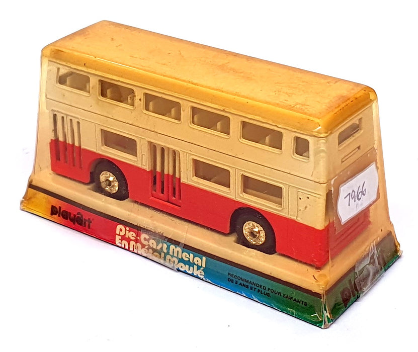 Playart 12cm Long Diecast 7966 - Double Deck Bus - White/Red