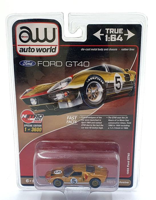 Auto World 1/64 Scale AW7923 - 1966 Ford GT40 #5 - Gold