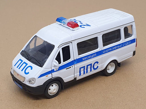 Autotime 1/43 Scale 2911W-RUS - GAZ 32221 Minibus Russian Police - White/Blue