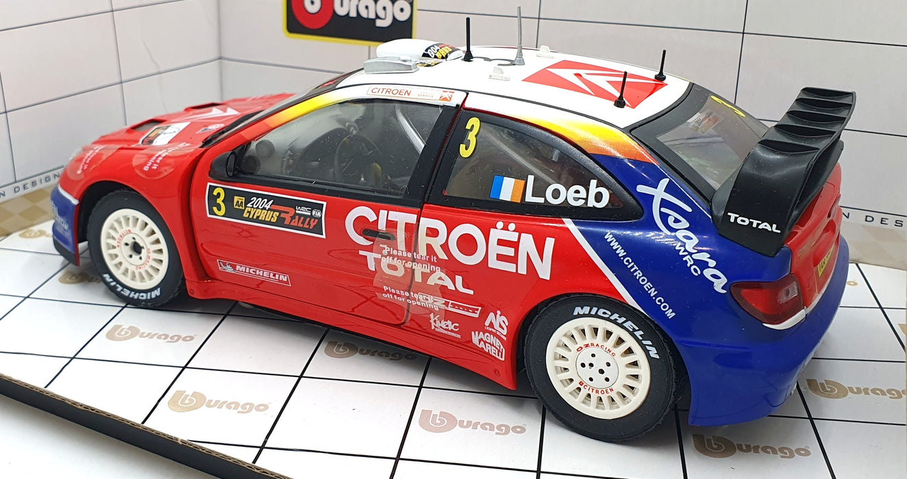 Burago 1/18 Scale 39044 - Citroen Xsara WRC #3 2004 Cyprus S.Loeb