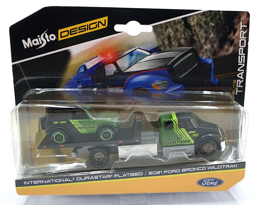 Maisto 1/64 Scale Diecast 15055 Durastar Flatbed/ 2021 Ford Bronco Wildtrak
