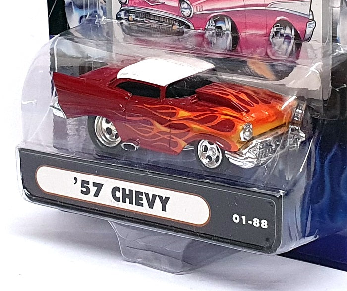 Muscle Machines 1/64 Scale 71151 01-88 - 1957 Chevrolet Chevy - Dk. Red/White